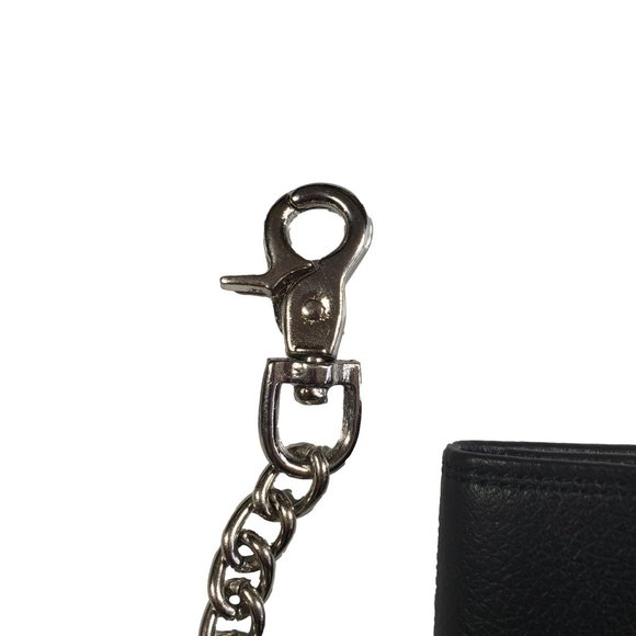 Men's RFID Signal Blocking Motorcycle Wallet with Chain Black - Picture 7 of 12